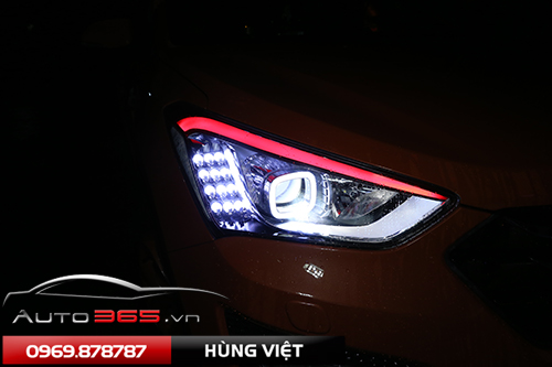 Độ đèn cho Hyundai Santafe với mí Led và mắt quỷ đổi màu